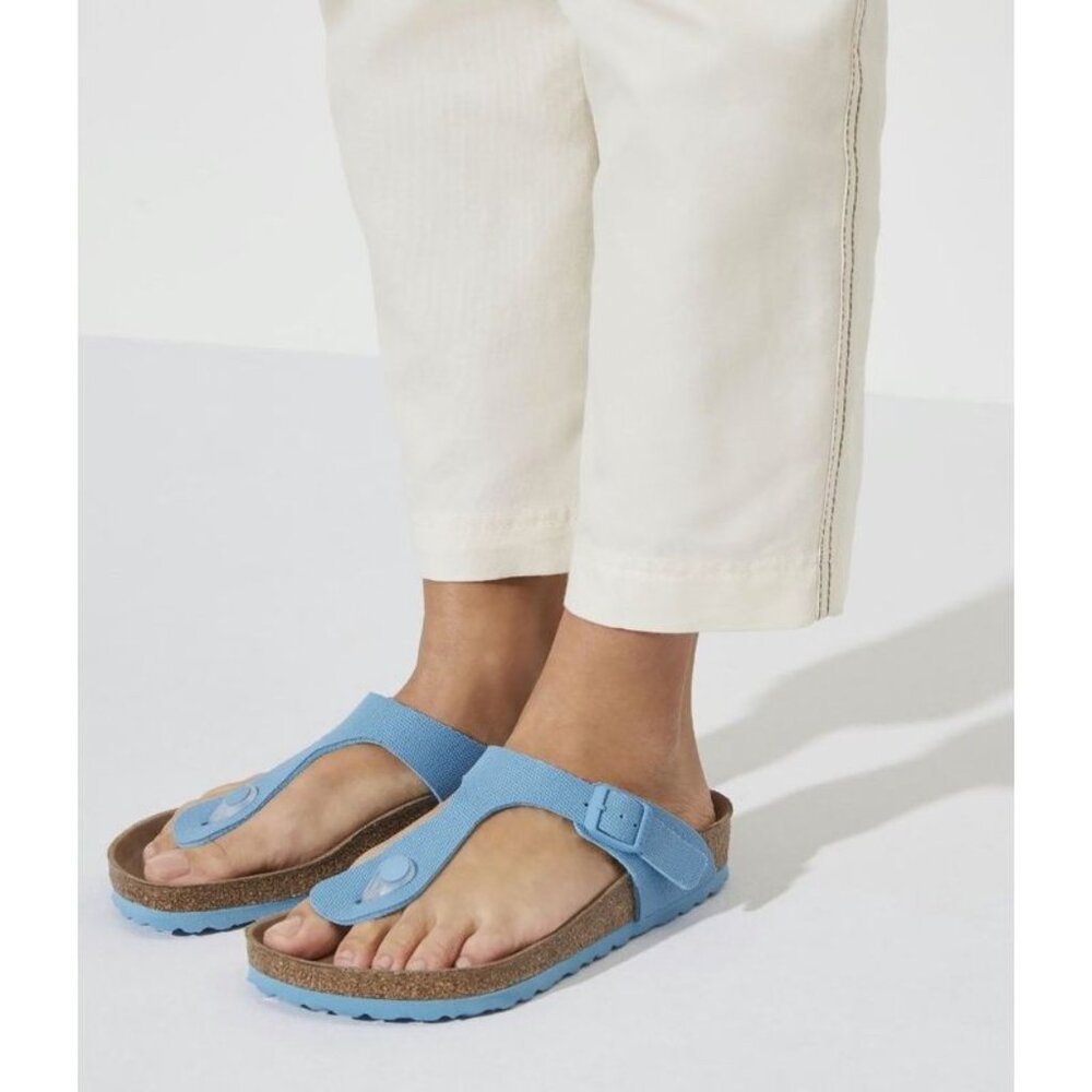 Birkenstock Womens Size 7 Gizeh Canvas Vegan Sandals EU 38 Sky Blue Regular Fit - Picture 10 of 11